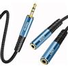 Tisino Aux Splitter per cuffie da 3,5mm(50cm) 2 femmine a 1 maschio, splitter audio TRS da 3,5 mm compatibile con PS4/5, Xbox, Nintendo Switch, cuffie da gioco per PC, telefono, tablet, laptop
