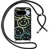 Xylota Cover Cordino per Google Pixel 10, Aesthetic Disegni Smile Face Custodia con Corda Collana Tracolla Laccio, Sottile Silicone Morbido TPU Bumper Antiurto Protettiva Case per Pixel 10, Nero