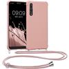 kwmobile Custodia Compatibile con Huawei P20 Pro Cover - Back Case in Silicone TPU - Protezione Smartphone con Cordino - madre perla