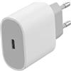 Tech-fan Caricatore USB-C 25 W compatibile con iPhone 16 15 14 13 12 11 Pro Max Plus SE - Blocco presa adattatore alimentazione PD 3.0 Ricarica Rapida - Design compatto e sicuro - Bianco