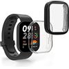 kwmobile Set 2x Custodia Smartwatch Compatibile con Xiaomi Redmi Mi Watch Lite 3 / Redmi Watch 3 Cover - Case Silicone Protezione Orologio Fitness nero/trasparente
