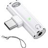 Dewlawn Adattatore Caschi USB C a Jack 3,5 mm 3 in 1 con doppia porta Tipo C ricarica rapida 100 W
