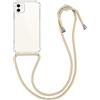kwmobile Custodia Compatibile con Apple iPhone 11 Cover - Back Case in Silicone TPU - Protezione Smartphone con Cordino - trasparente/oro