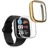 kwmobile Set 2x Custodia Smartwatch Compatibile con Xiaomi Redmi Watch 3 Active Cover - Case Silicone Protezione Orologio Fitness trasparente/oro