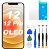 DIGI4U Schermo di ricambio OLED per iPhone 12/iPhone 12 Pro, 6,1 pollici Truetone Full HD COF Display Digitizer Assembly con strumento di riparazione, pellicola protettiva e adesivo impermeabile