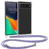 kwmobile Custodia Compatibile con Google Pixel 6 Cover - Back Case in Silicone TPU - Protezione Smartphone con Cordino - lavanda/viola/blu chiaro/trasparente