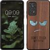 kwmobile Custodia Compatibile con Xiaomi Redmi Note 11 Pro/Note 11 Pro (5G) / Note 12 Pro (4G) Cover - Back Case in Legno con Bumper in Silicone TPU - Don't Touch Madreperla marrone scuro