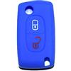 Lage [Portachiave] Guscio Cover Chiave in Silicone per Telecomando Auto a 2 tasti Peugeot 106 107 205 206 207 306 307 308 309 406 407 807 e Citroen C1 C2 C3 C4 (vedere compatibilità nelle foto) (BLU)