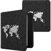 kwmobile Custodia Compatibile con Kobo Libra 2 - Cover a Libro per eReader - Protezione in Feltro - Flip Case Sagoma Mondo