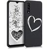 kwmobile Cover Compatibile con Samsung Galaxy A30s - Custodia in Silicone TPU - Cover Protettiva Soft Case - Cuore bianco/nero