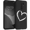 kwmobile Cover Compatibile con Xiaomi Redmi 9 - Custodia in Silicone TPU - Cover Protettiva Soft Case - Cuore bianco/nero