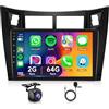 Hodozzy 2GB 64GB Android Autoradio per Toyota Yaris 2005-2011 con Wireless Carplay Android Auto, Hodozzy 9 Pollici Touch Screen Auto Stereo GPS WiFi, Bluetooth FM/RDS Retromarcia 2 Din Radio per Toyota Yaris