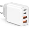 Topbooc Caricatore USB C, 40W 4-Porte USB C Presa per iPhone 16 15 14 13 12 11 Pro Max SE 2020 XS XR X 8 7 6 6S Plus, Pad, USB Multipla Caricabatterie Spina Multiplo Carica Charger Alimentatore