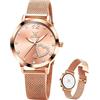 Raitown Orologio Donna in Acciaio Inossidabile, Quarzo Analogico, Oro Rosa