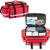 Damero Borsa per forniture mediche, borsa per pronto soccorso con divisori rimovibili e fibbie superiori, ideale per traumi, salute domestica, infermiera, rosso