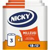 Nicky Milleusi, 3 Maxi Rotoli di Carta Assorbente a 2 Veli | 550 Strappi per Rotolo, Grande Assorbenza e Resistenza per Pulizie in ogni Ambiente, Prodotto 100% italiano