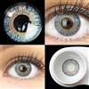 GLAMLENS Lenti a contatto colorate blu Flora Brillant Blue - mensili - con porta lenti a contatto - blu naturali in silicone idrogel - 2 pezzi - DIA 14.50 - senza correzione 0.00 diottrie