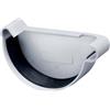 INEFA Testata per grondaia, semicircolare, in PVC 125mm, destra, grigio accessori per grondaie pvc, montaggio facile a innesto, Made in Germany