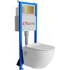 Lavita LAV 101 - Elemento da parete per WC da 40 cm + parete sospeso per WC Salto bianco senza bordi + pannello di controllo LAV 200.3.5 oro | Set completo | Cassetta di risciacquo da incasso | WC