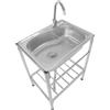 LIAIZE 1 lavello indipendente in acciaio inox, 45 x 41 x 75 cm, lavello in acciaio inox con rubinetto girevole a 360°, lavello commerciale, ristorante, lavandino esterno