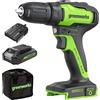 Greenworks GD24DD35K2 Trapano Avvitatore a Batteria con Motore Brushless, 0-1450 giri/min., 2 Marce, 35Nm di Coppia, Batteria 24V 2Ah e Caricabatterie, Borsa, Garanzia 3 Anni