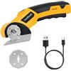 Focenat Forbici Elettriche per Tessuti, Taglierina Elettrico 4V Taglierino Rotante Senza Fili con Batteria 2000mAh, 2 Lame Autoaffilanti, per Carta, Cartone, Moquette, Pelle, Feltro, Plastica