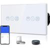 BSEED Doppio interruttore per tapparelle, tapparelle, tapparelle, WiFi, compatibile con Alexa/Tuya, controllo percentuale, bianco, 157 mm, neutro richiesto
