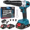 ONEVAN Pinza per rivetti a batteria, corsa 20mm, 20000N, pistola senza spazzole, automatica, con 2 batterie e 4 guide (3,2/4,0/4,8mm) per rivetti da Ø2,4-5,0 mm
