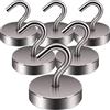 Neosmuk ganci magnetici al neodimio, 30 kg, grigio, 6 pezzi | Ganci magnetici extra forti per armadietti, attrezzatura da officina, tenda da tetto, griglia, appendiabiti