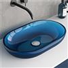 doporro Lavabo da Appoggio Ovale Profondo 54x34x10,5 cm in Resina Trasparente Blu per Bagno