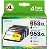KEENKLE 953 XL Cartucce d'inchiostro Compatibile per HP 953XL Multipack per HP OfficeJet Pro 7720 7730 7740 8715 8725 8210 8700 8710 8720 8730 8734 8740 8743 (Nero Ciano Magenta Giallo, 4-Pack)