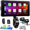 Volam Carplay Moto, Portatile Wireless A-pple Carplay Android Auto per Moto con 2K+1080P Dashcam Anteriore e Posteriore, Impermeabile Touchscreen 5,5 pollici, Navigation, Siri,G-oogle, APP, TF 64G