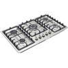 Tubisku Piano cottura a gas a 5 fuochi, 86 x 51 cm, in acciaio inox, con protezione fiamma per gas naturale, design stabile, facile da usare, ideale per cucina, ristorante e grandi cucine