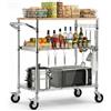 VEVOR Carrello Portaoggetti da Cucina 3 Ripiani con Ruote, Carrello Portautensili 76,2x45,7x91,4 cm Multifunzionale Regolabile in Filo Metallico per Soggiorno Garage Lavanderia, Carico max 300 kg