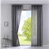 Gardinenbox Nizza, set di 2 tende in voile di cotone semilavorato trasparente, con cordino e passante per tenda, 100% poliestere, grigio, altezza x larghezza 254 x 135 cm