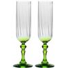 Krosno Flûte da Champagne 220 ml con stelo verde chiaro, set da 2 - per mocktail, Mimosa, Prosecco, Cava e Spritz - cristallo senza piombo - lavabili in lavastoviglie - Bubble Celebration Moments