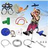 CTSC Kit zip line per giardino, 25 m, kit zip line per bambini e adulti, con freno a molla in acciaio inossidabile, kit di tensionamento, imbracatura di sicurezza, protezioni per alberi (25 m blu)