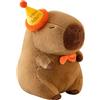WFKKMEQ Capybara Peluche, 25cm Bambola di Peluche Giocattolo Peluche Capibara con Cappello da Compleanno Simpatico Pupazzo Cuscino Farciti Bambola Regali di Compleanno di Natale per Bambini