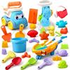 Hotainoys Giochi di Sabbia per Bambini, Set di Giocattoli da Spiaggia per Bambini da 30 Pezzi: Pala, Carrello, Secchiello per la Sabbia e stampi per Giochi sull'acqua e sulla Neve, Colorati
