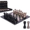 MARBLE RANGE Set di scacchi in marmo per adulti, gioco da tavolo fatto a mano da 12 pollici con 32 pezzi degli scacchi, 2 regine extra e scatola portaoggetti, regalo per la casa (Black & Oceanic)