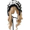 Uanqfegy Elegante fascia per capelli Lolita con finiture in pizzo, copricapo Lolita per cosplay ed eventi di moda Accessori da cameriera, Bianco