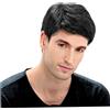 Peosaard Parrucca per capelli corti, parrucca da uomo diritta traspirante nera da uomo regolabile parrucche da realistica naturale per capelli corti sostitutivi per costume cosplay, parrucche realistiche