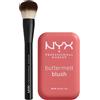 NYX Professional Makeup Buttermelt Blush in Polvere 09 Feeling Butta con Burro Mango Mandorle e Karité + Pennello Viso Pro Brush Buffing con Setole Arrotondate - Set da 2