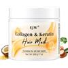 EJW Maschera per capelli al collagene e cheratina, 200 g, idratante contro l'effetto crespo, maschera lisciante per capelli secchi, colorati e danneggiati, lucentezza naturale per tutti i tipi di