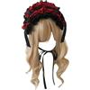 Uanqfegy Elegante fascia per capelli Lolita con finiture in pizzo, copricapo Lolita per cosplay ed eventi di moda Accessori da cameriera, Rosso