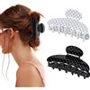 Tupenofif Haarspangen Damen, clip per capelli donna grande forcine a pois polka dots nero bianco retrò fermagli capelli clip capelli presa forte plastica pvc accessori capelli ragazze vintage
