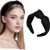 Ztolbriy Cerchietto Donna con Fiocco - Cerchietto Largo 4cm Vintage Elegante | Nero con Fiocco Decorativo | Accessorio Capelli Retro HR35