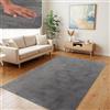 TT Home Tappeto Soggiorno Moderno a Pelo Corto - Morbido e Antiscivolo, Lavabile, per Camera da Letto, in Finta Pelliccia, Colore: Antracite, Dimensione:240x340 cm