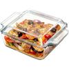 WPPQWP Pirofila piccola in vetro, trasparente, per friggitrice ad aria calda, forno, microonde, 15 x 13 x 4 cm (1,1 l con coperchio)