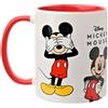 Widdop and Co Disney - Tazza da tè rosso e bianco, motivo: Topolino, in gres smaltato | 325 ml